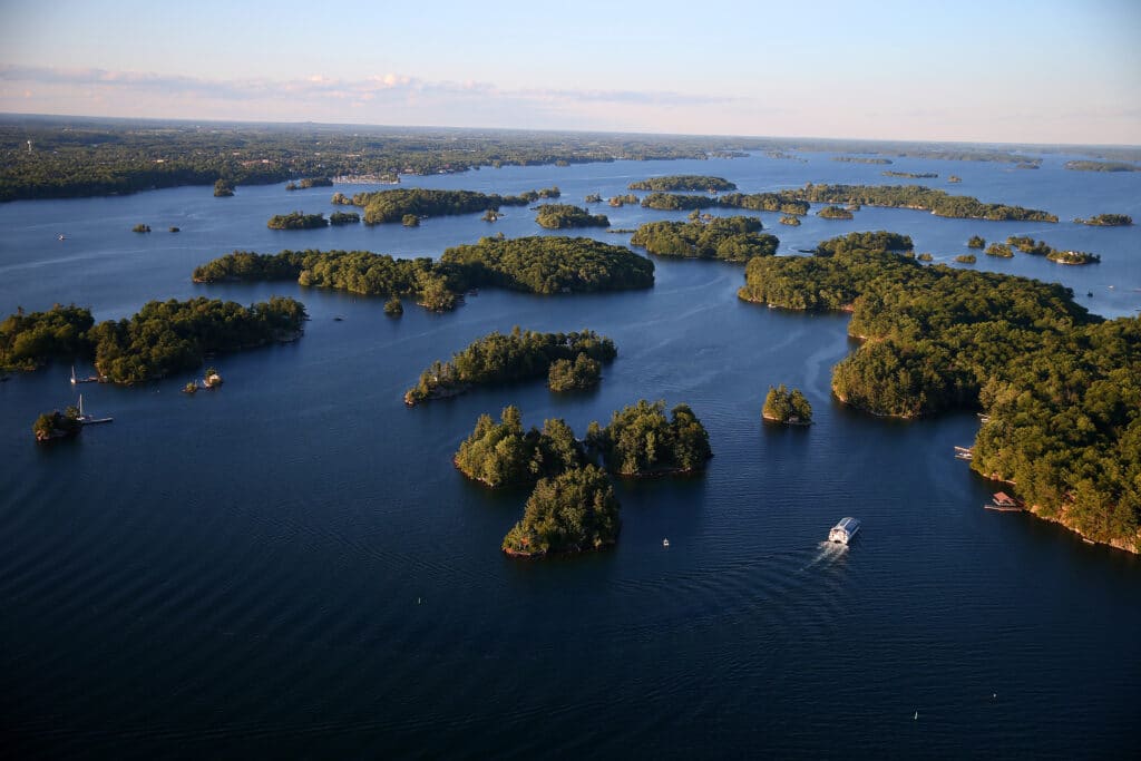 Cultural and historical sites. Thousand Islands Aerial Shot.